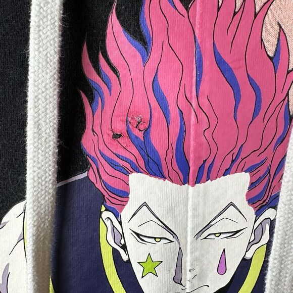 Hunter X Hot  Topic Hisoka Hoodie Split Pink Black Bungee Gum S | Anime Cosplay - Picture 6 of 8